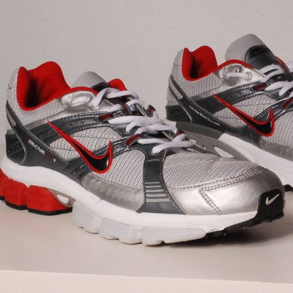 Nike Air Structure Triax 9 - Silver Red Running Shoes - Picture 1 of 9